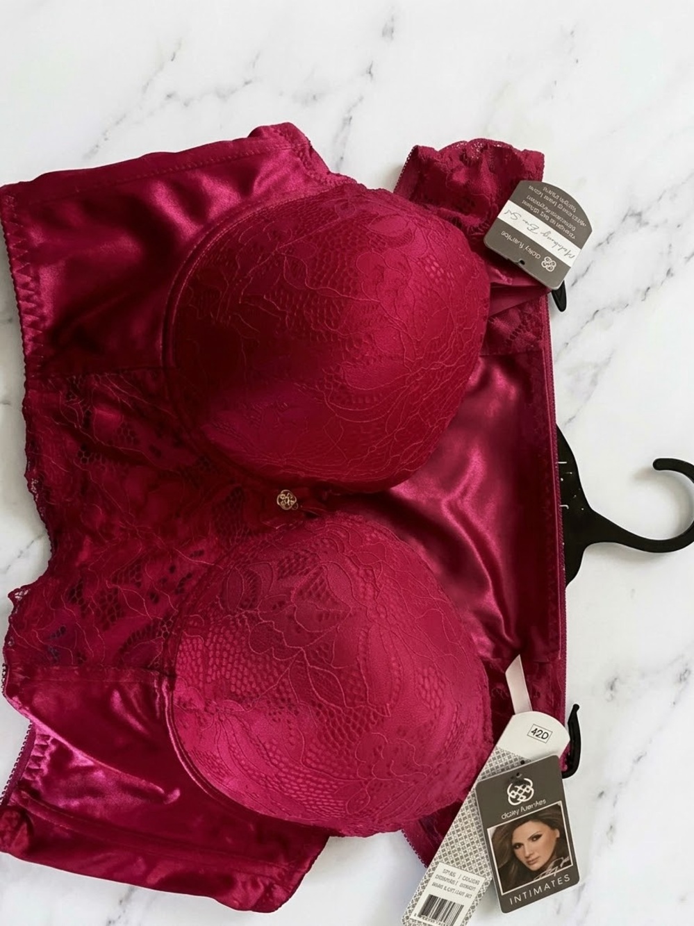 Daisy Fuentes Satin Lace Underwire Bra - Deep Raspberry